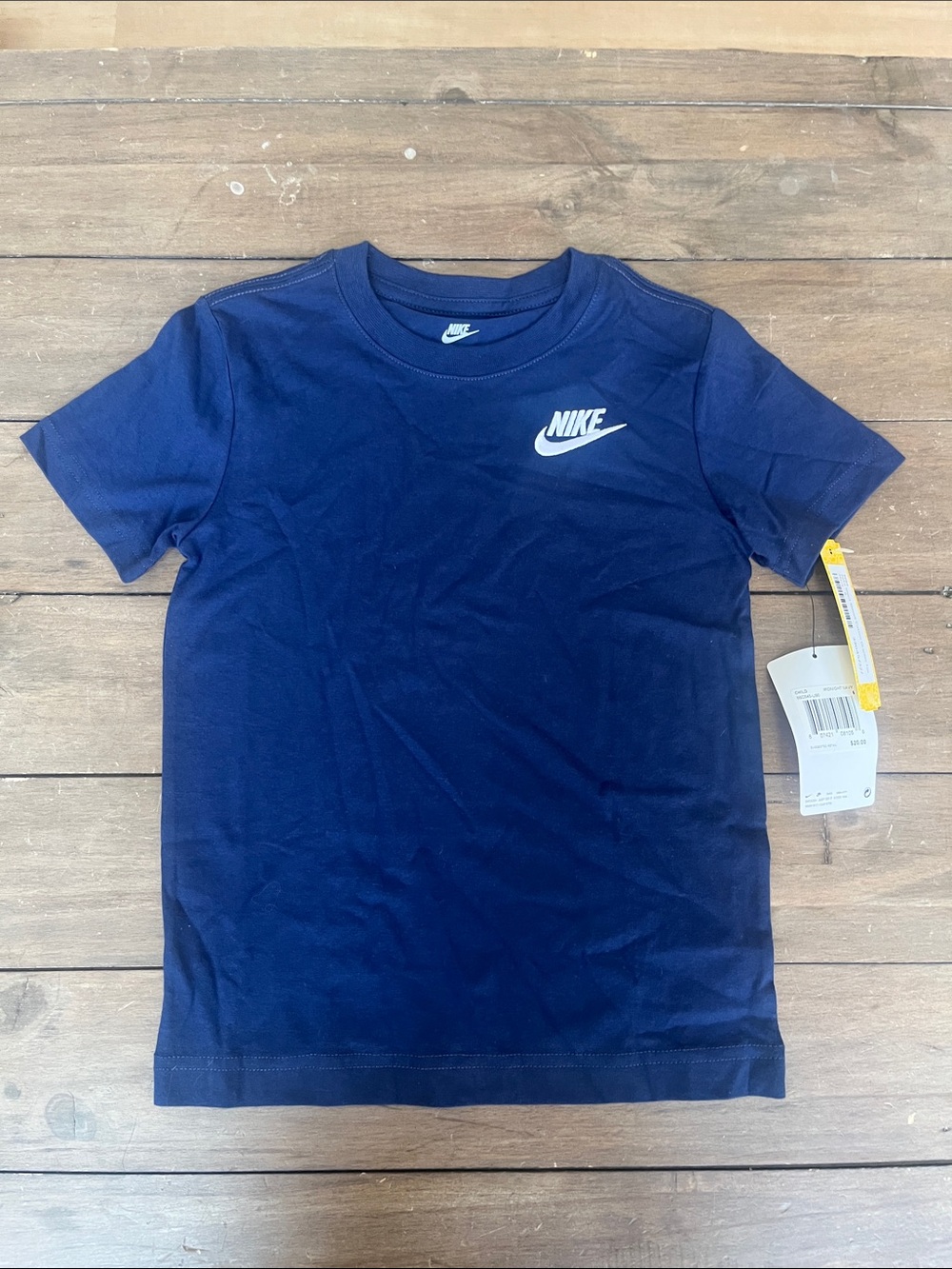 Nike Youth Navy Blue Short-Sleeve Tee with White Logo